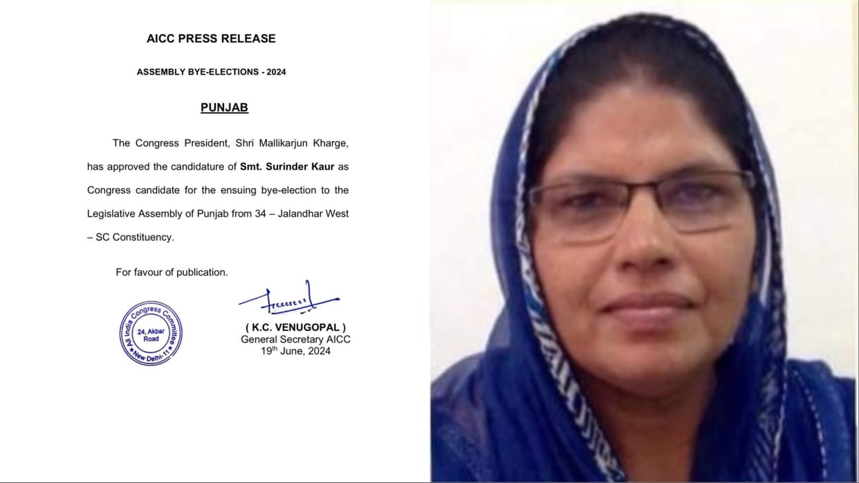 Punjab: Congress gives ticket to Surinder Kaur from Jalandhar West