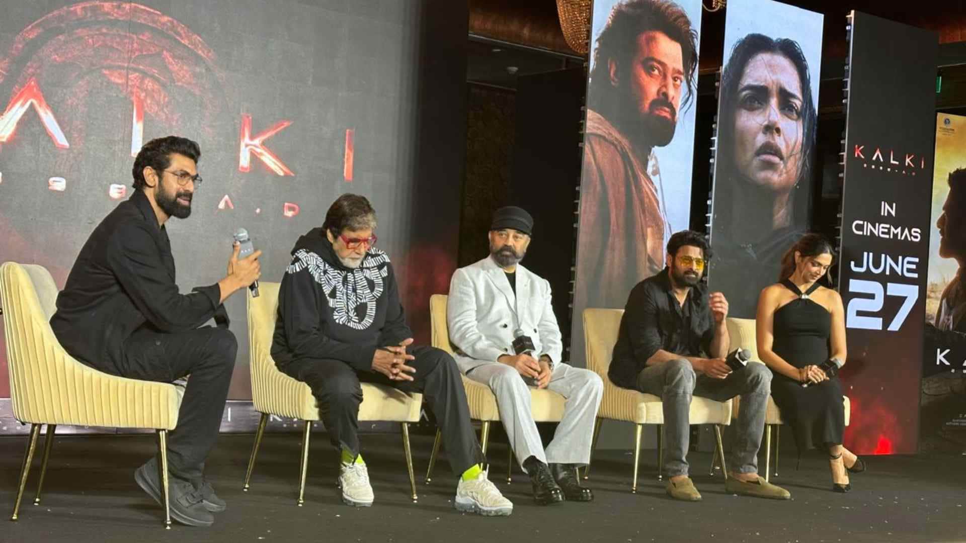 Amitabh Bachchan attends Kalki 2898 AD Mumbai event after very long gap Deepika Padukone Prabhas Kamal Hassan