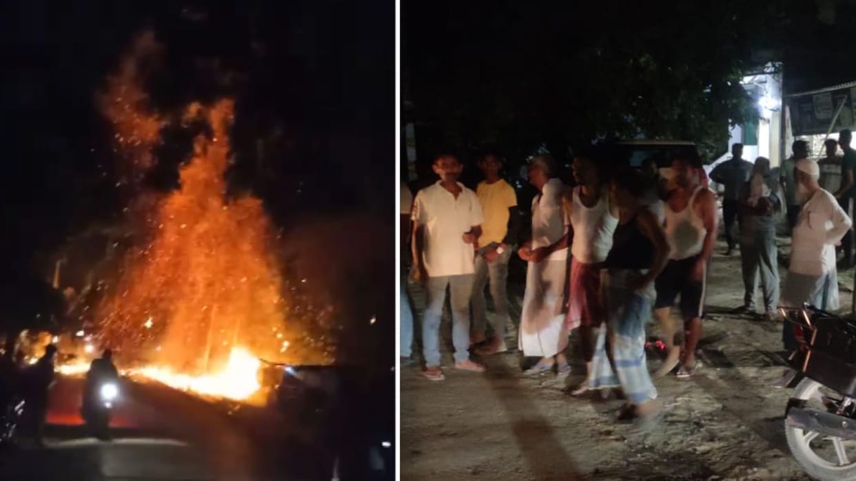 Mau Fire News of Gumti caught fire and gas cylinder blast
