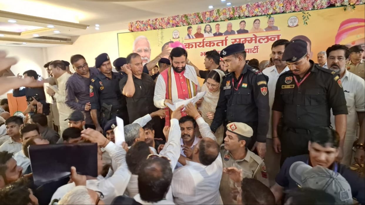 Haryana CM Nayab Singh Saini address workers meeting in Kaithal