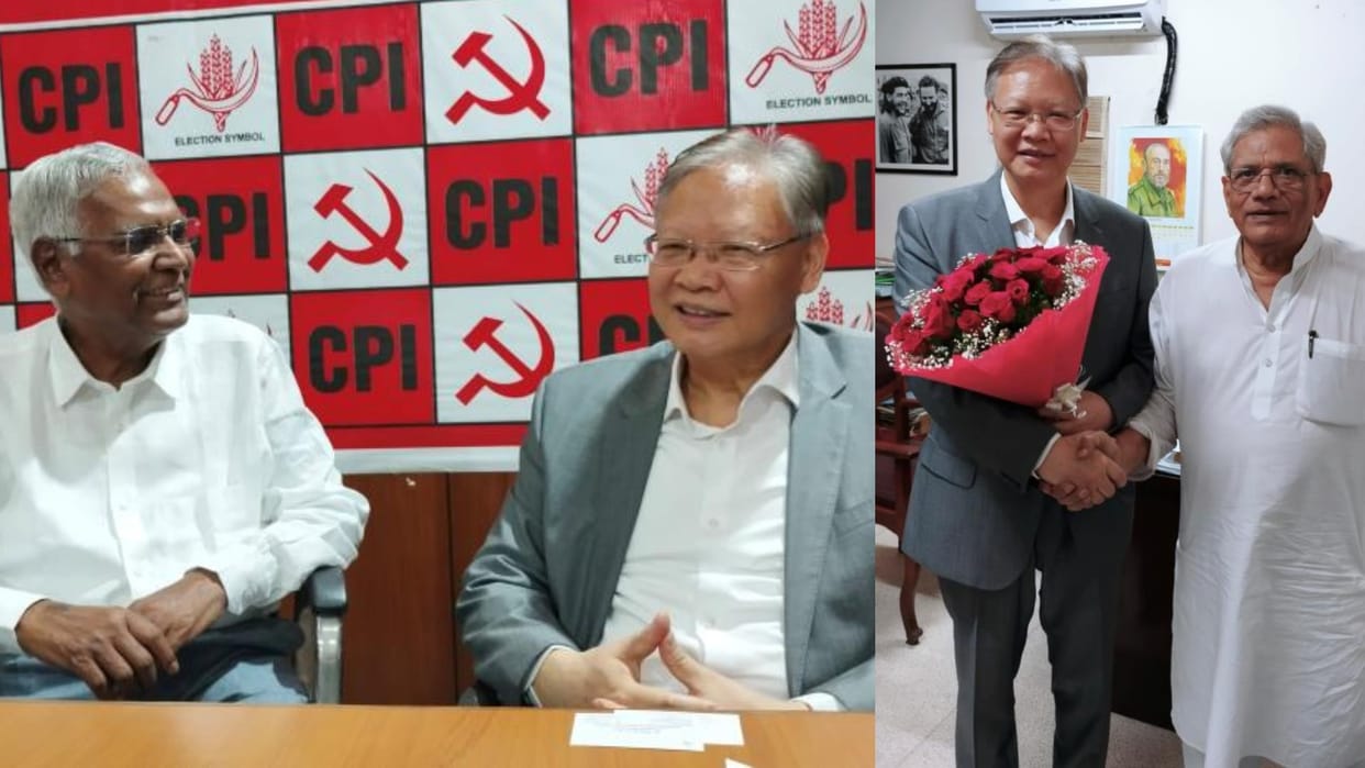 New Chinese ambassador meets Left leaders Sitaram Yechury D Raja