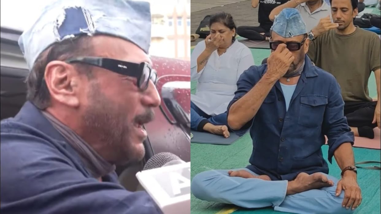 Jackie shroff urged the photographers to not shout and breath to send oxygen to their brains on Yoga day 2024