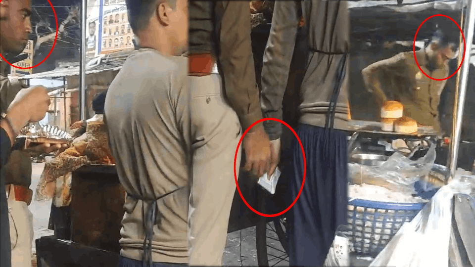 Video of a policeman taking money from a chowmein seller in Khurja goes viral