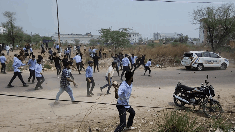 Violence broke out after worker was crushed to death by bus in Sector 35 of Gurugram