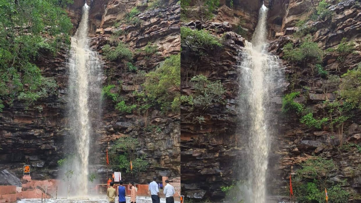Mandsaur News Waterfall started in Bada Mahadev of Bhanpura became a center of attraction for people