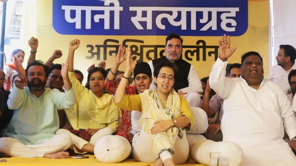 Delhi water crisis AAP delegation meets LG VK Saxena Atishi indefinite fast enters third day