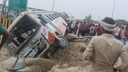 Bus overturned in ditch trying to save bike rider 20 people injured and one died