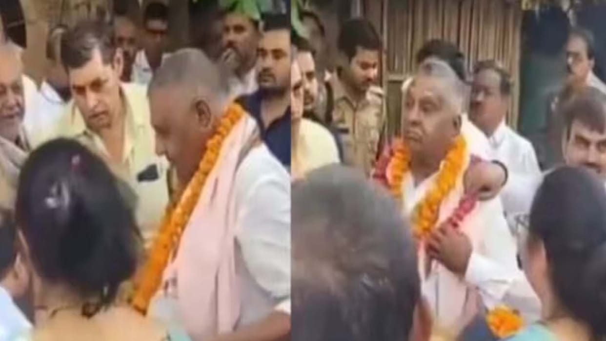 Kanpur: Video of BJP leader scolding a worker who came to garland him goes viral