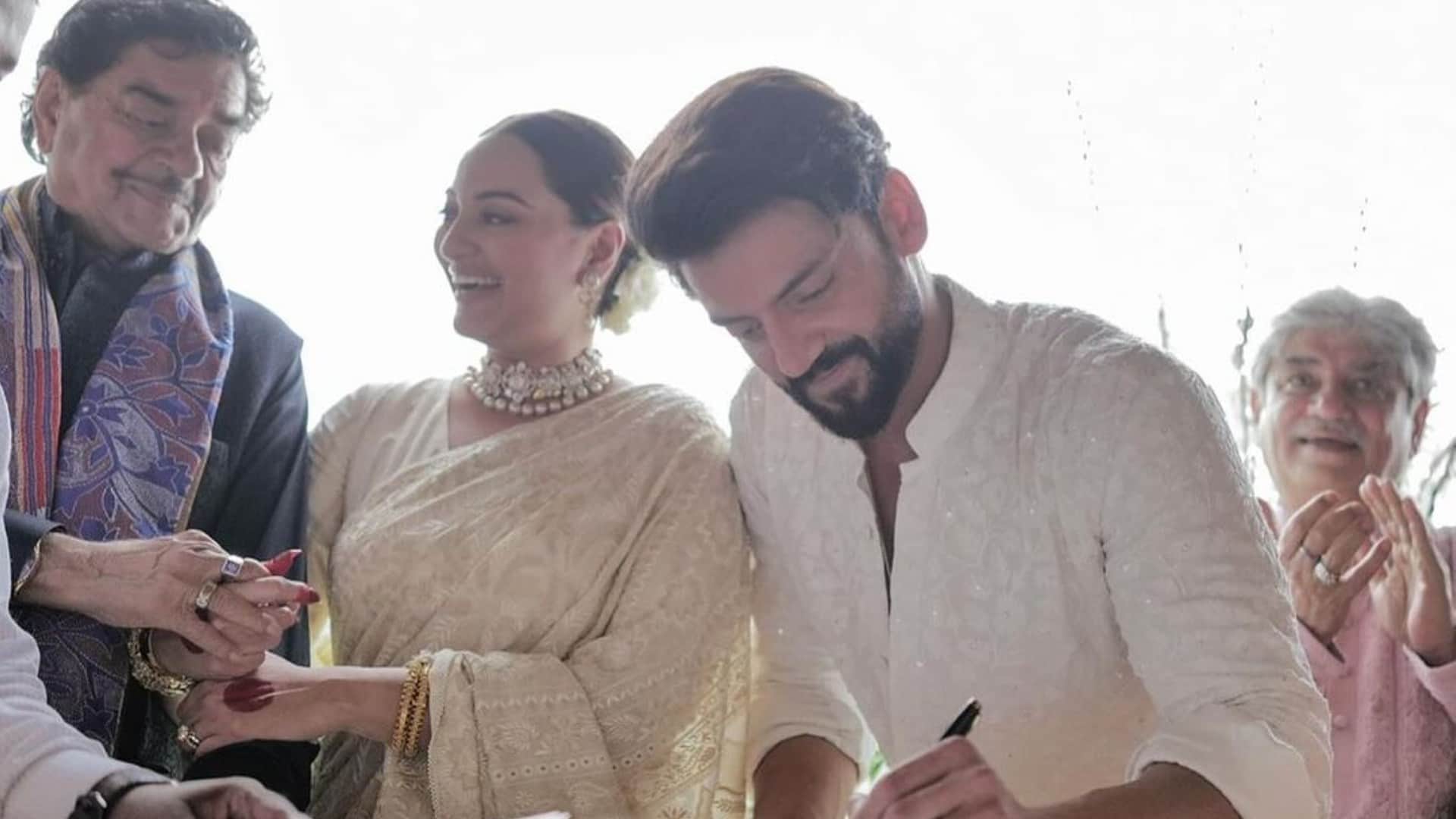 Sonakshi Sinha And Zaheer Iqbal Wedding completed civil marriage legal formalities now officially married pics
