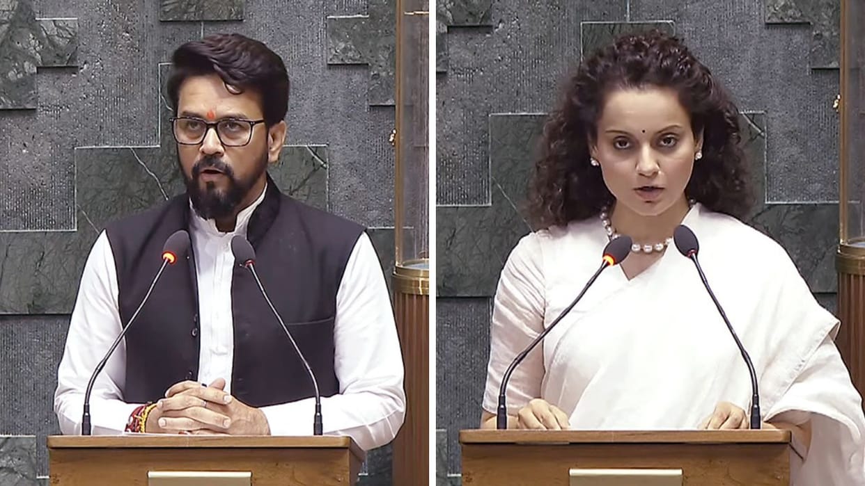 Newly elected MP Anurag Thakur and Kangana Ranaut took oath