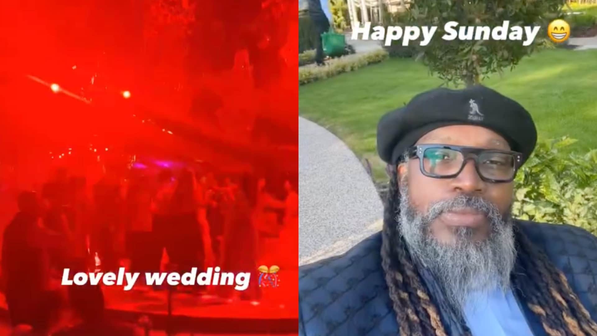 Chris Gayle shares clips from Sidhartha Mallya Jasmine wedding party shah rukh khan song Chaleya played
