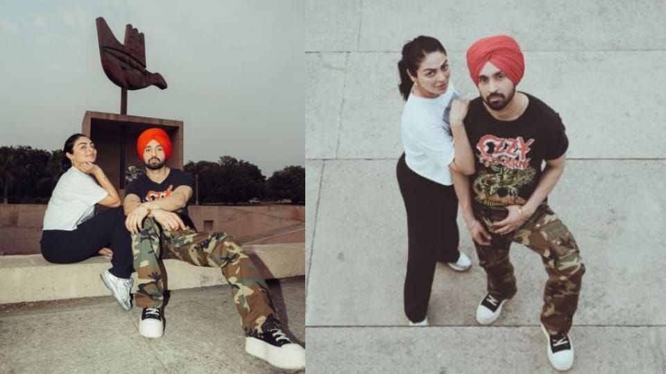 jatt and juliet 3 actor Diljit dosanjh and actress Neeru bajwa in Chandigarh
