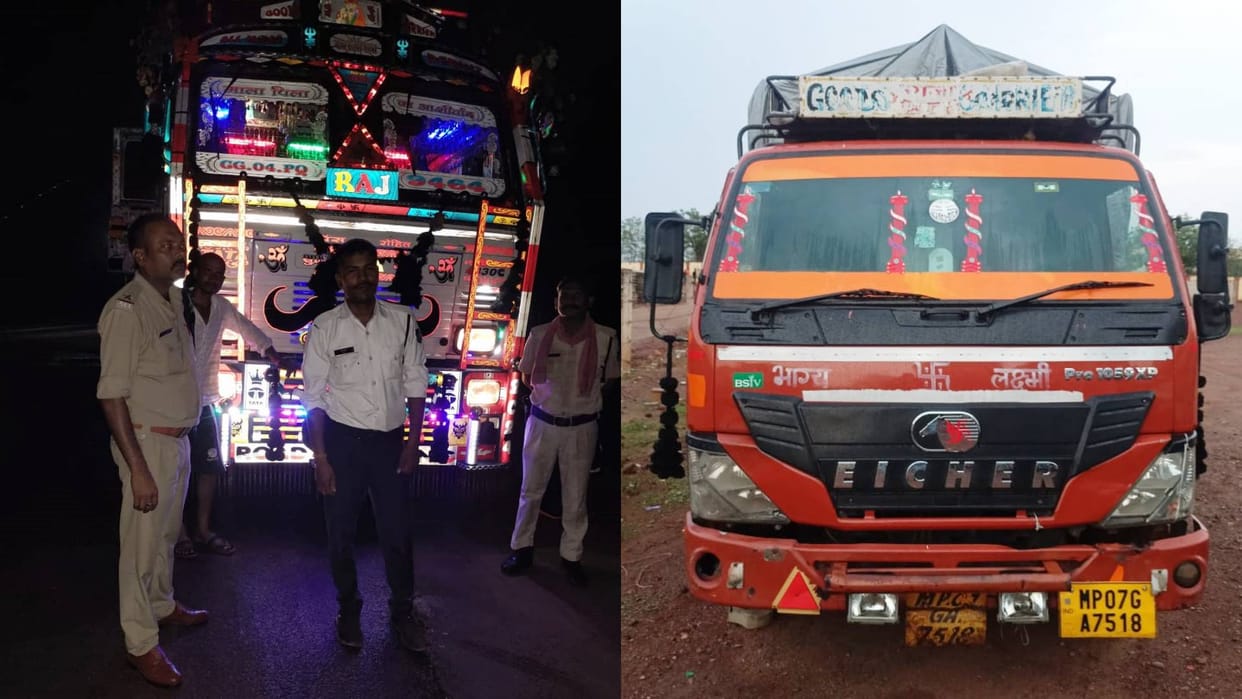 Katni Traffic police caught two vehicles one was found overloaded and driver of other was found drunk