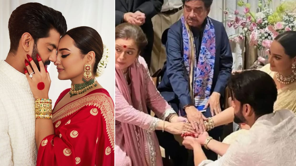 Sonakshi Sinha Zaheer Iqbal participate in ritual kanyadan Shatrughan Sinha Poonam wedding UNSEEN pics viral