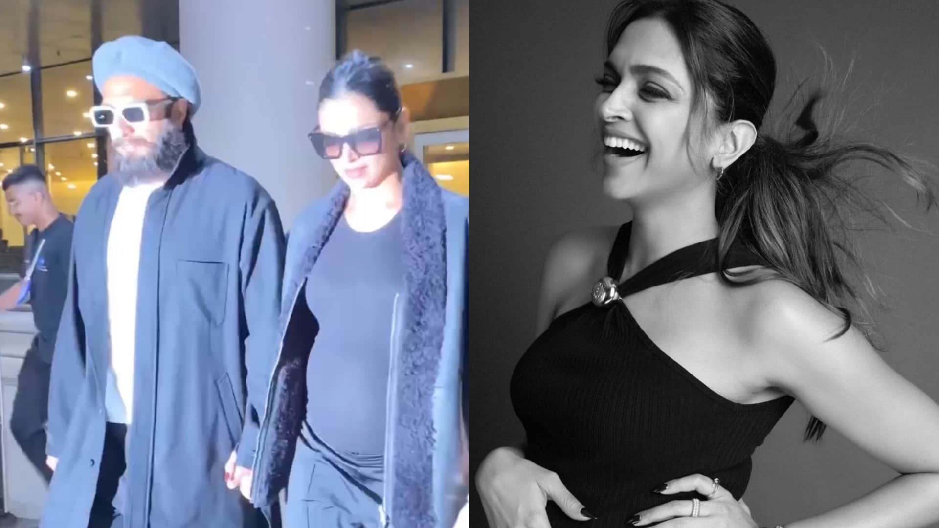 Deepika Padukone and Ranveer Singh spotted at Mumbai airport smiling holding hands post babymoon in London