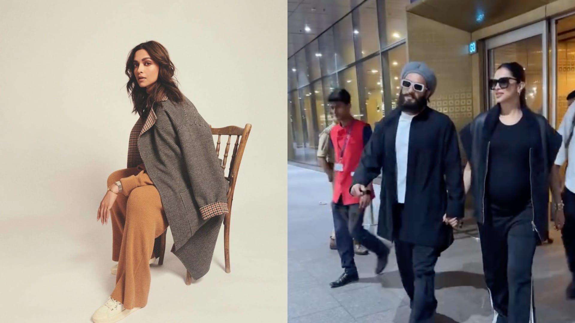 Deepika Padukone and Ranveer Singh spotted at Mumbai airport smiling holding hands post babymoon in London