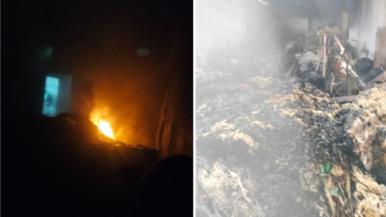 fire broke out spinning mill in varanasi causing losses more than one crore rupees three fire engines engaged