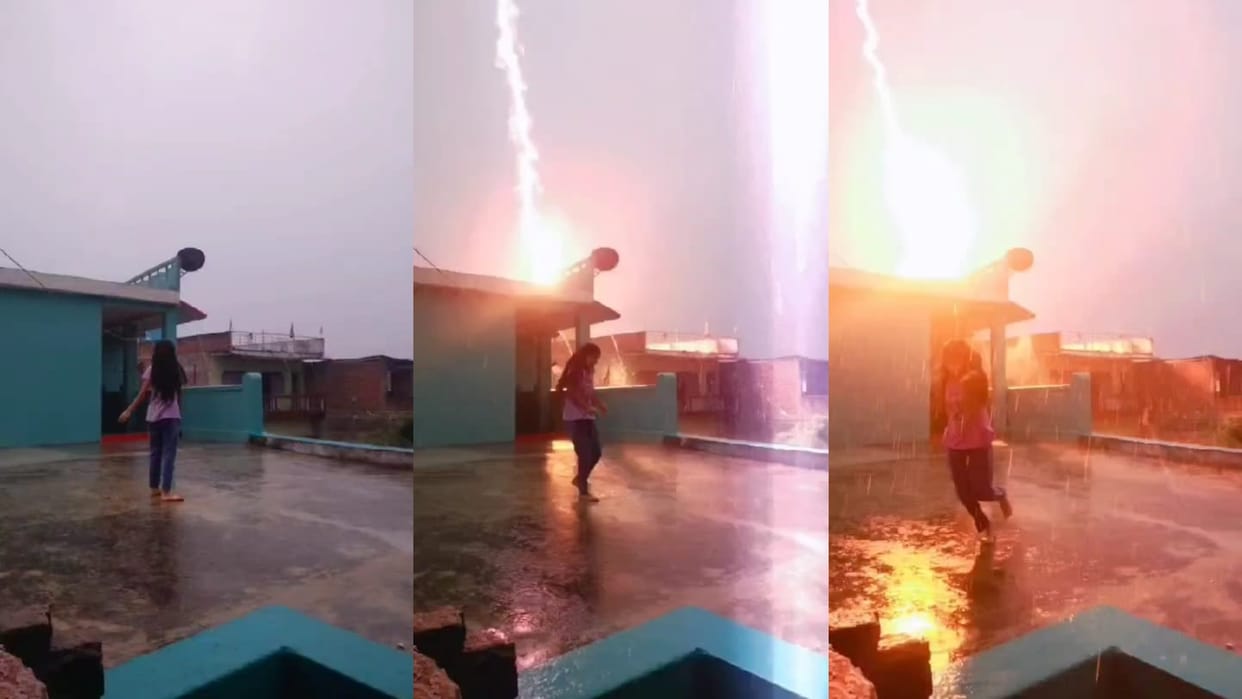 Bihar News : Girl was making reels in the rain, lightning fell from the sky in Sitamadhi