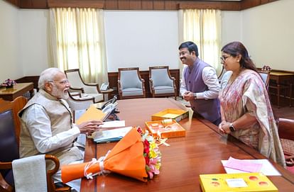 UP minister Nand Gopal Gupta Nandi meets to PM Narendra Modi.