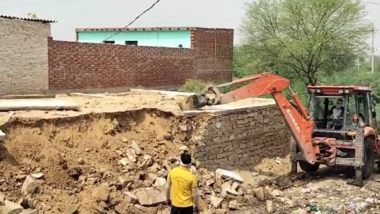 Morena Cows were killed and beef was kept in house accused house was demolished with bulldozer