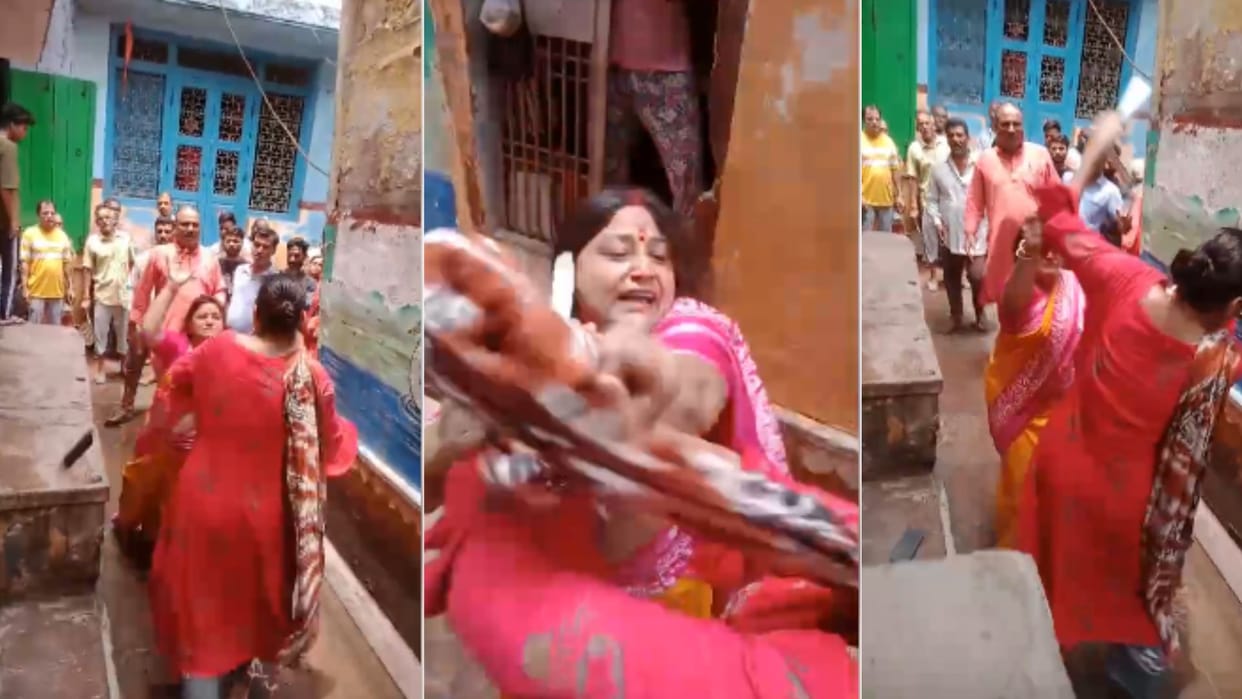 BJP councilor Kanaklata Mishra and woman fight video viral in Varanasi