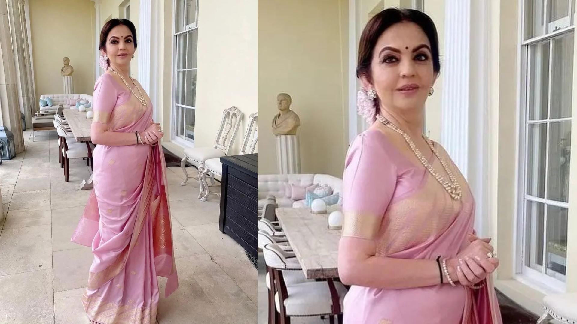 mukesh ambani wife nita ambani pink saree collection