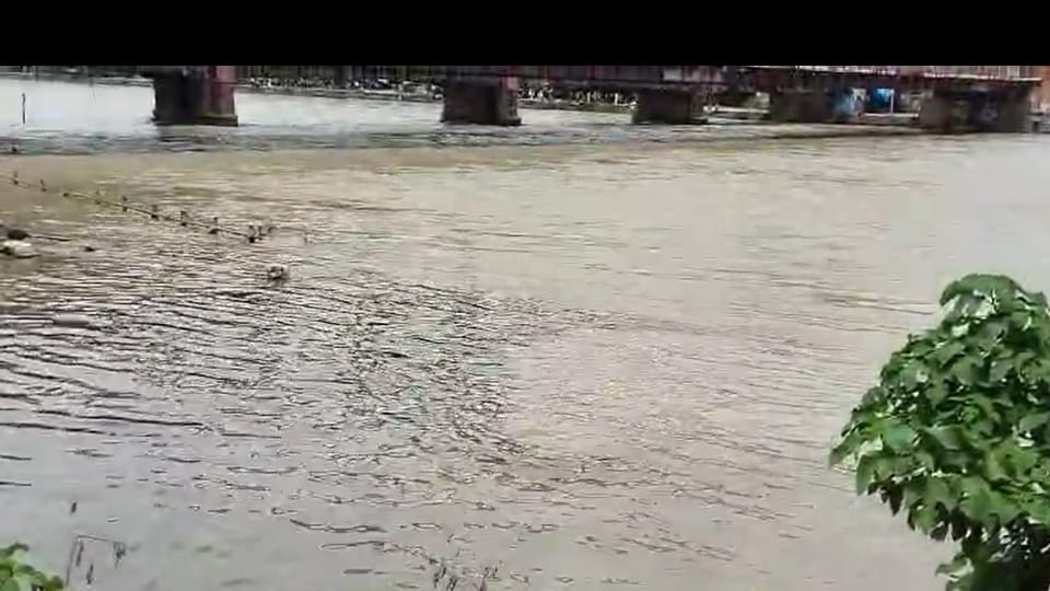 Haridwar News Due to rain garbage of city flowed into Ganga black stream kept flowing for an hour