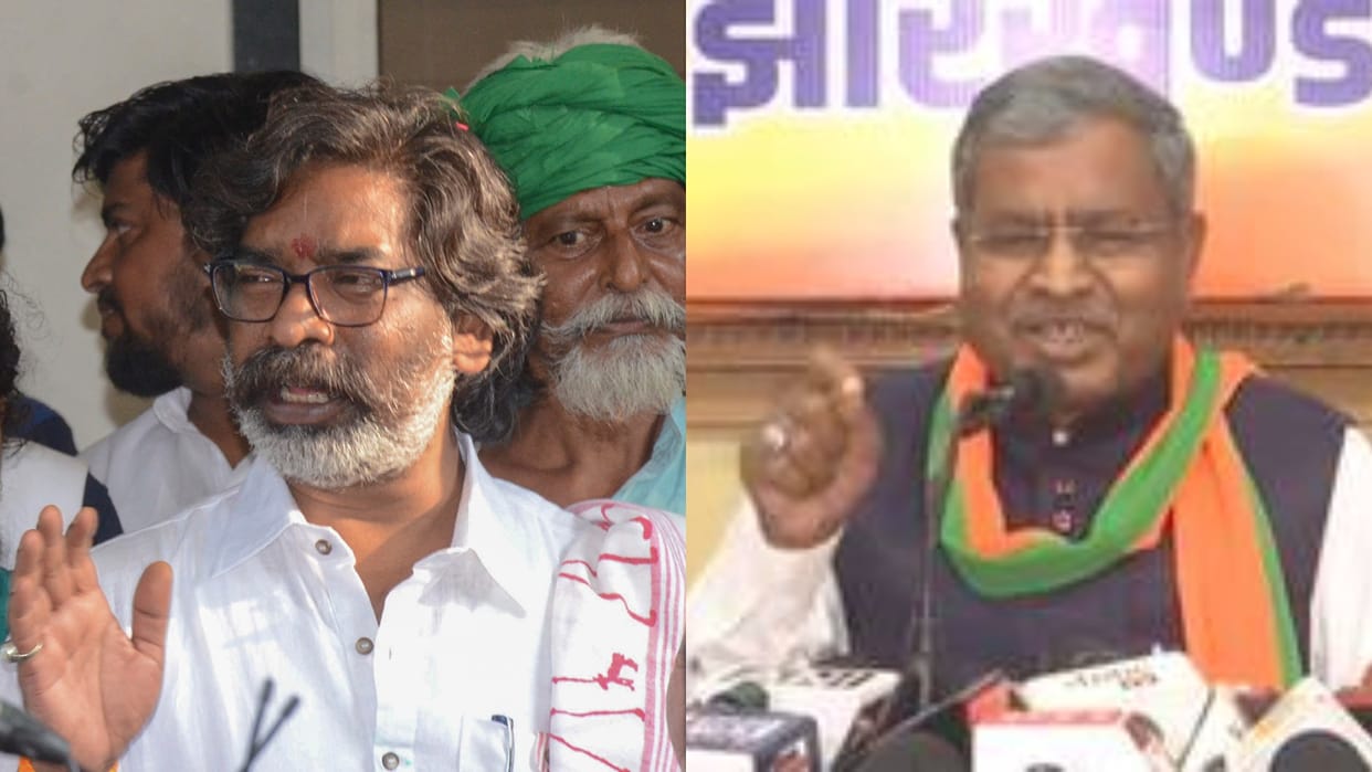 Hemant soren says- i was falsely implicated, bjp says- not freed from all charges but only granted bail