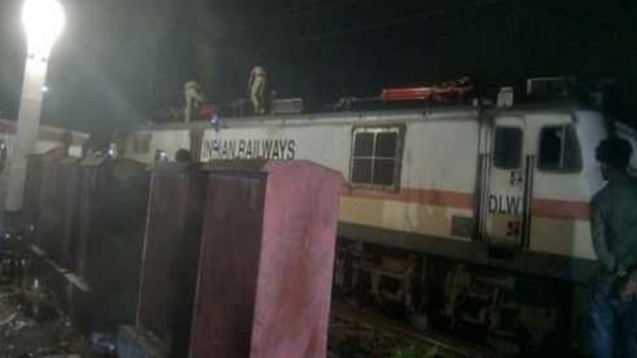 A deranged youth climbed on the engine of Lichchavi Express, his life was saved by stopping the OHE line.