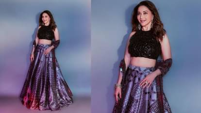 Madhuri Dixit: माधुरी दीक्षित के पास है ब्लैक आउटफिट का शानदार कलेक्शन, आप भी डालें एक नजर Bollywood actress Madhuri Dixit trendy black outfit collection saree to bodycon dress