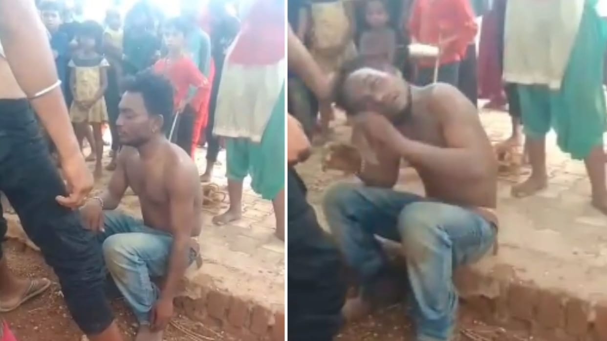 Two youths were tied a tree and beaten up charge of mobile theft in mirzapur video goes viral