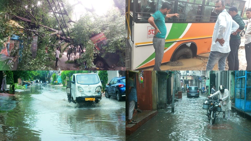 Waterlogging in Moradabad in pictures: Difficult to move on the road, vehicles stuck at many places