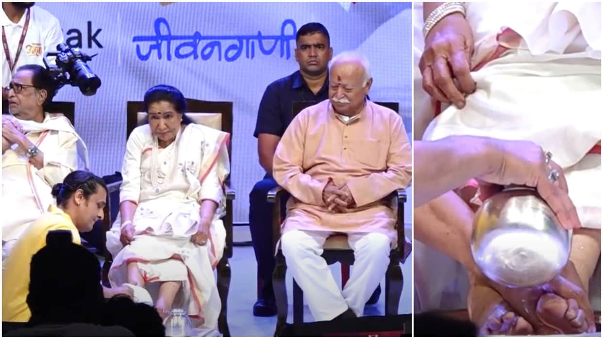 mohan bhagwat zanai bhosle sonu nigam and others at the book launch on asha bhosle svarsvamini asha