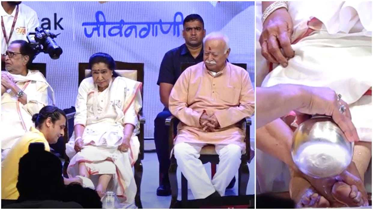 mohan bhagwat zanai bhosle sonu nigam and others at the book launch on asha bhosle svarsvamini asha