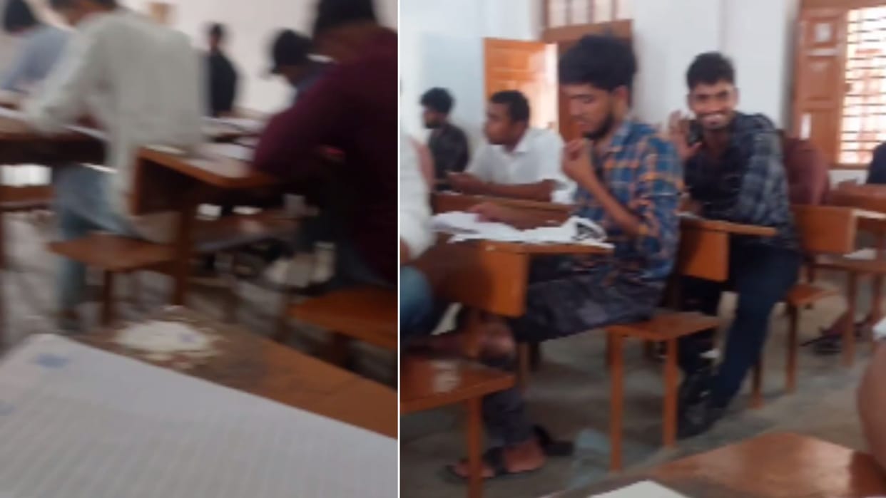 Video goes viral students taking exam with mobile phone in Kashi vidyapeeth four cheaters caught