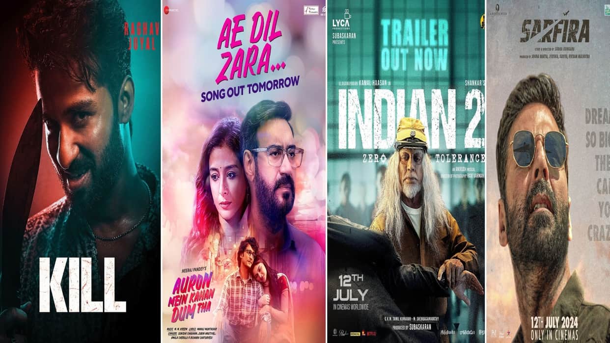 Upcoming Movies released in July Kill auron mein kahan dum tha sarfira indian 2 bad newz