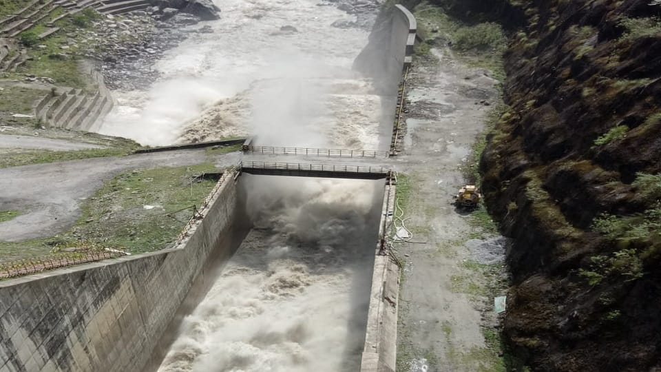 Water released from both gates of Dhauliganga reservoir in dharchula pithoragarh