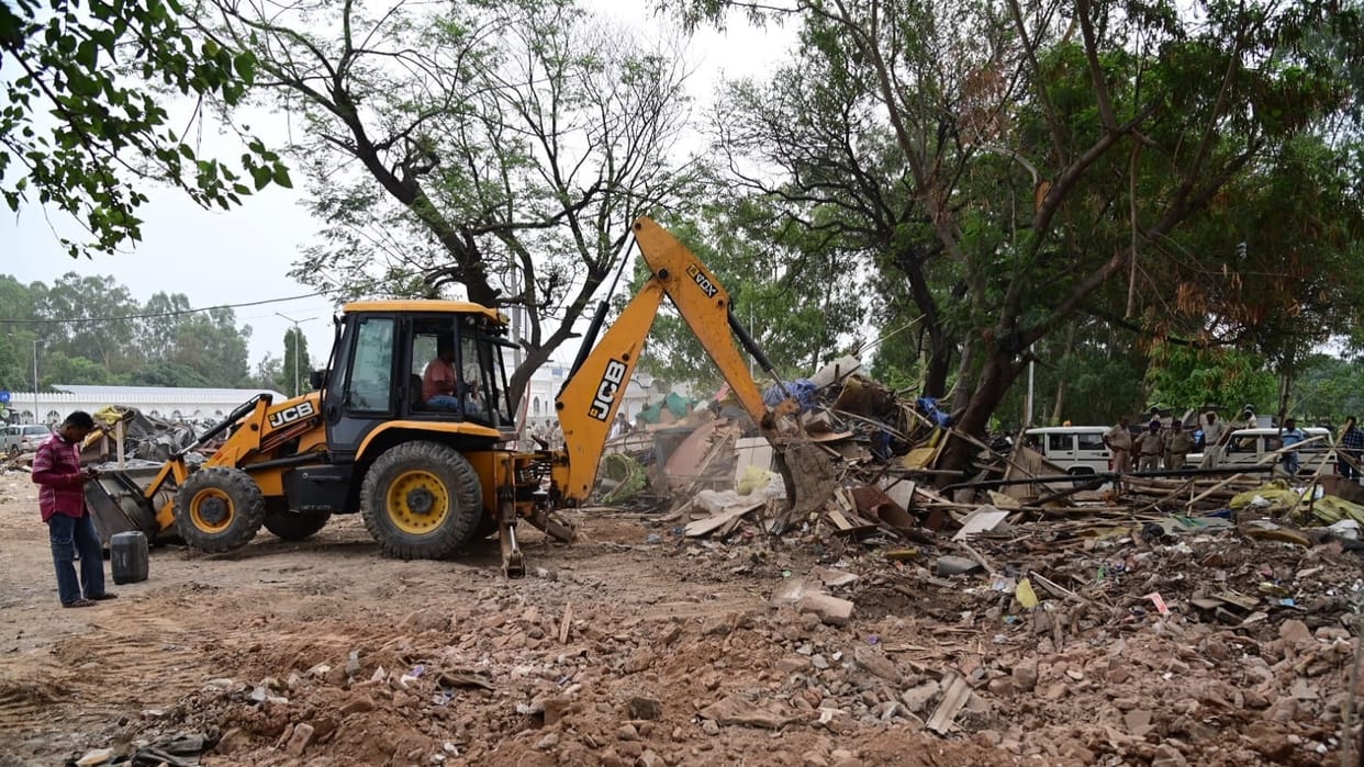 Chandigarh administration demolished illegal temporary sheds