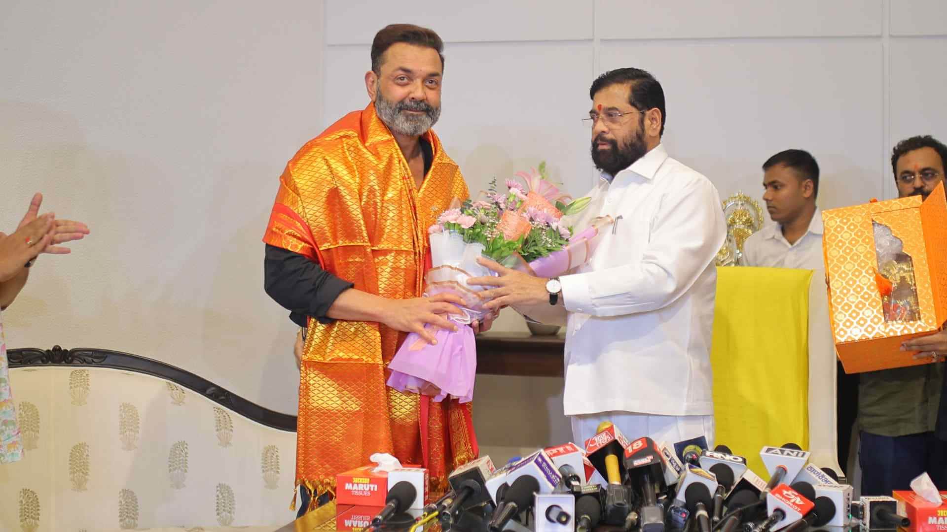 Maharashtra CM Eknath Shinde launch ANAND DIGHE LEGACY WITH DHARMAVEER 2 POSTER LAUNCH bobby deol was guest