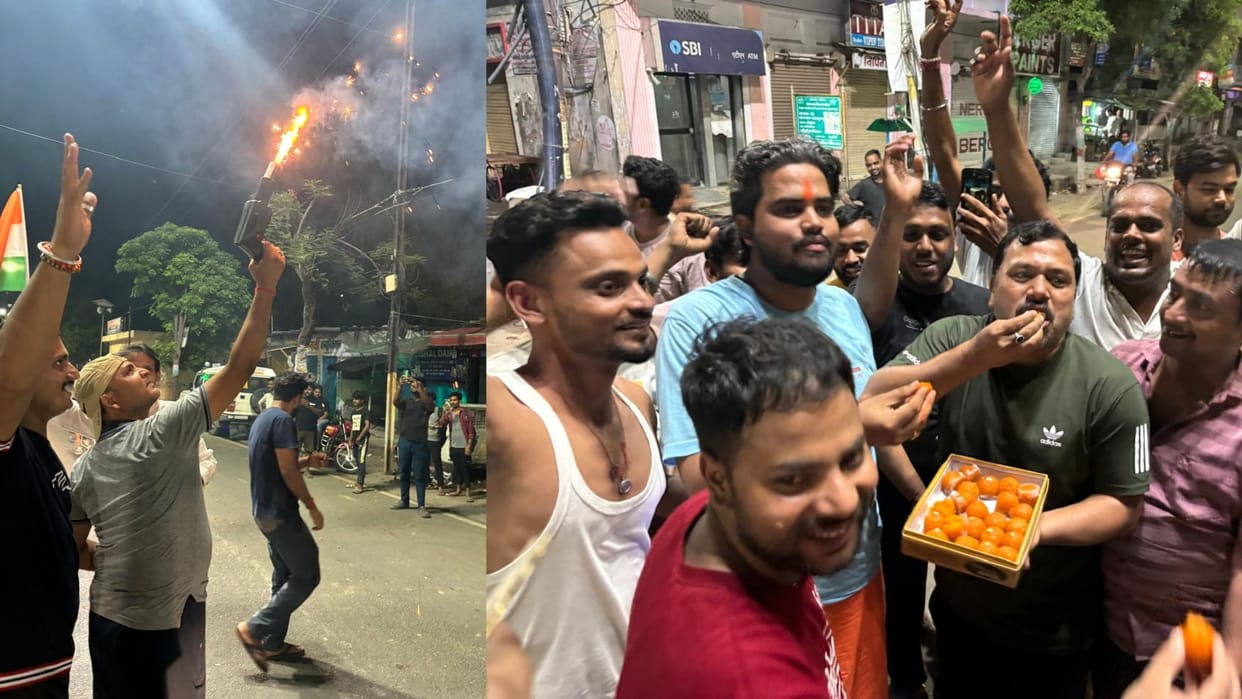 T20 World Cup Winner india Cricket fans of mau celebrated with Fireworks
