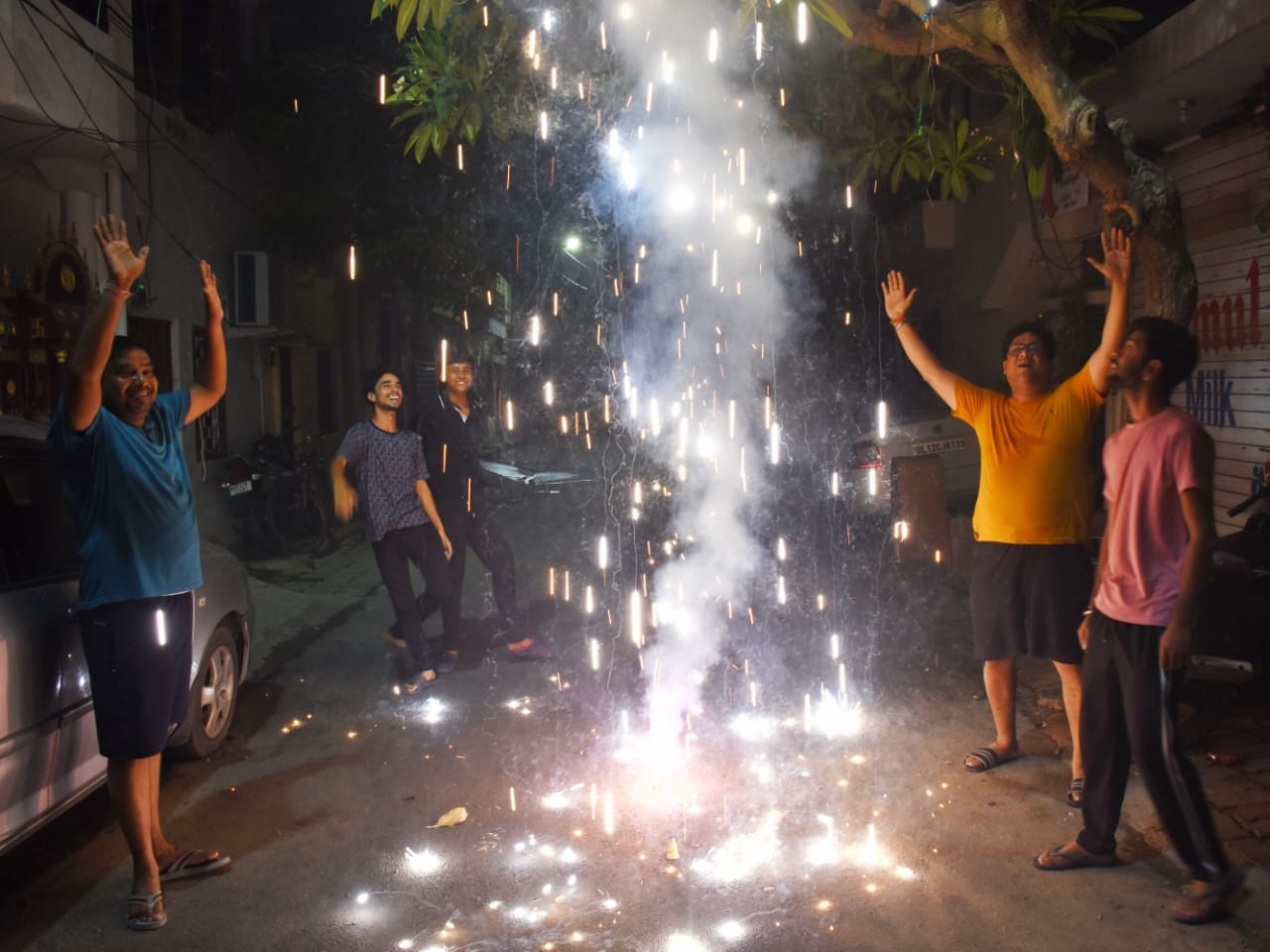 T20 World cup final: People celebrate victory of India.