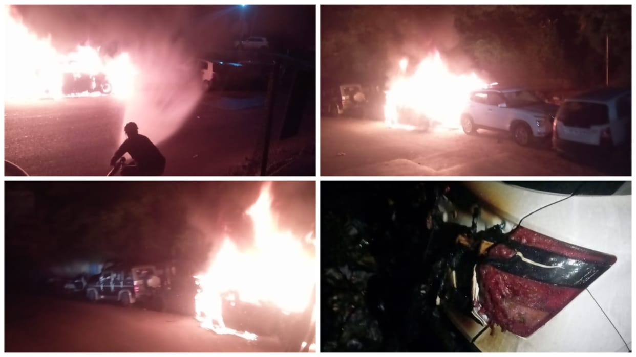 Himachal News Six vehicles burnt in Gandhinagar near Kullu loss worth lakhs