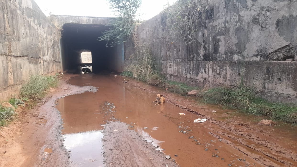 Compulsion to cross railway tracks, under Bridge filled with water in damoh