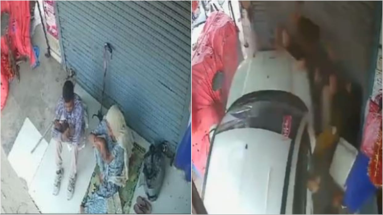 A speeding car hits an elderly woman and a young man in Panipat