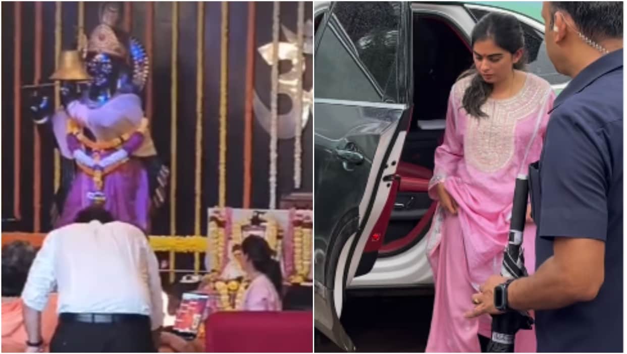 Isha Ambani worshiped at the Krishna Kali temple located in Nerul along with husband Anand Piramal