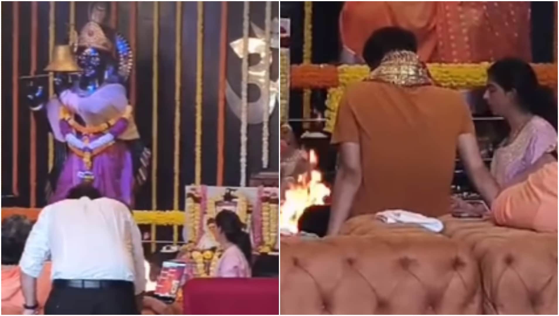 Isha Ambani worshiped at the Krishna Kali temple located in Nerul along with husband Anand Piramal