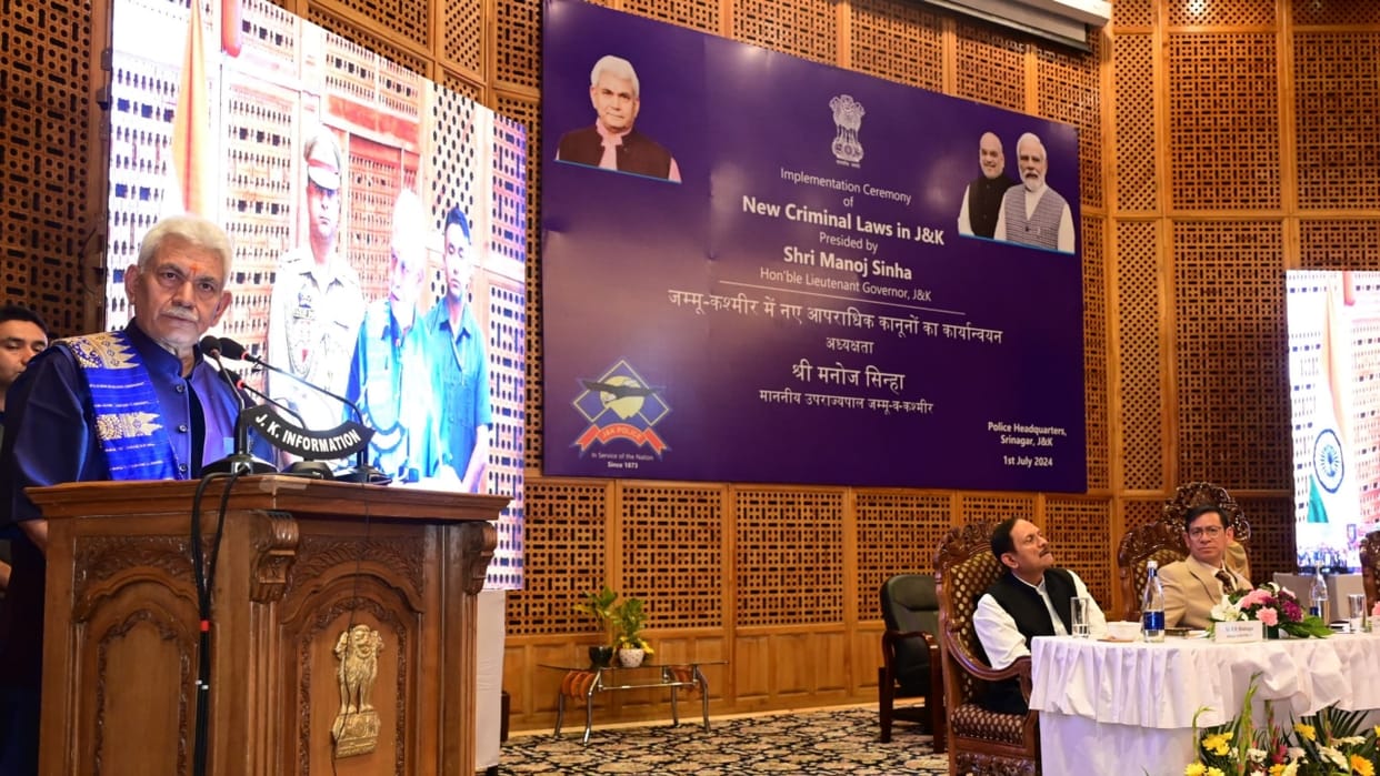 lg manoj sinha said new criminal laws breaks the centuries old shackles of colonial legacy