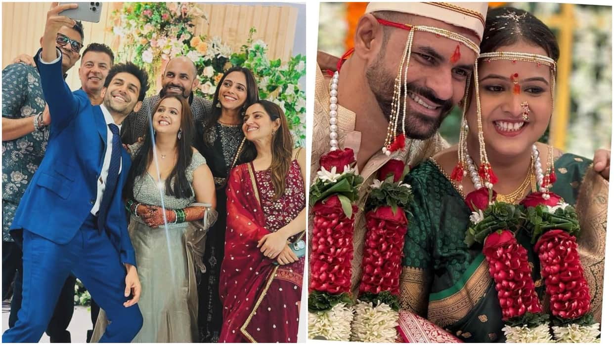 Kartik Aaryan Attended The Wedding of Satyaprem Ki Katha director Sameer Vidwans and Juilee Sonalkar See Post