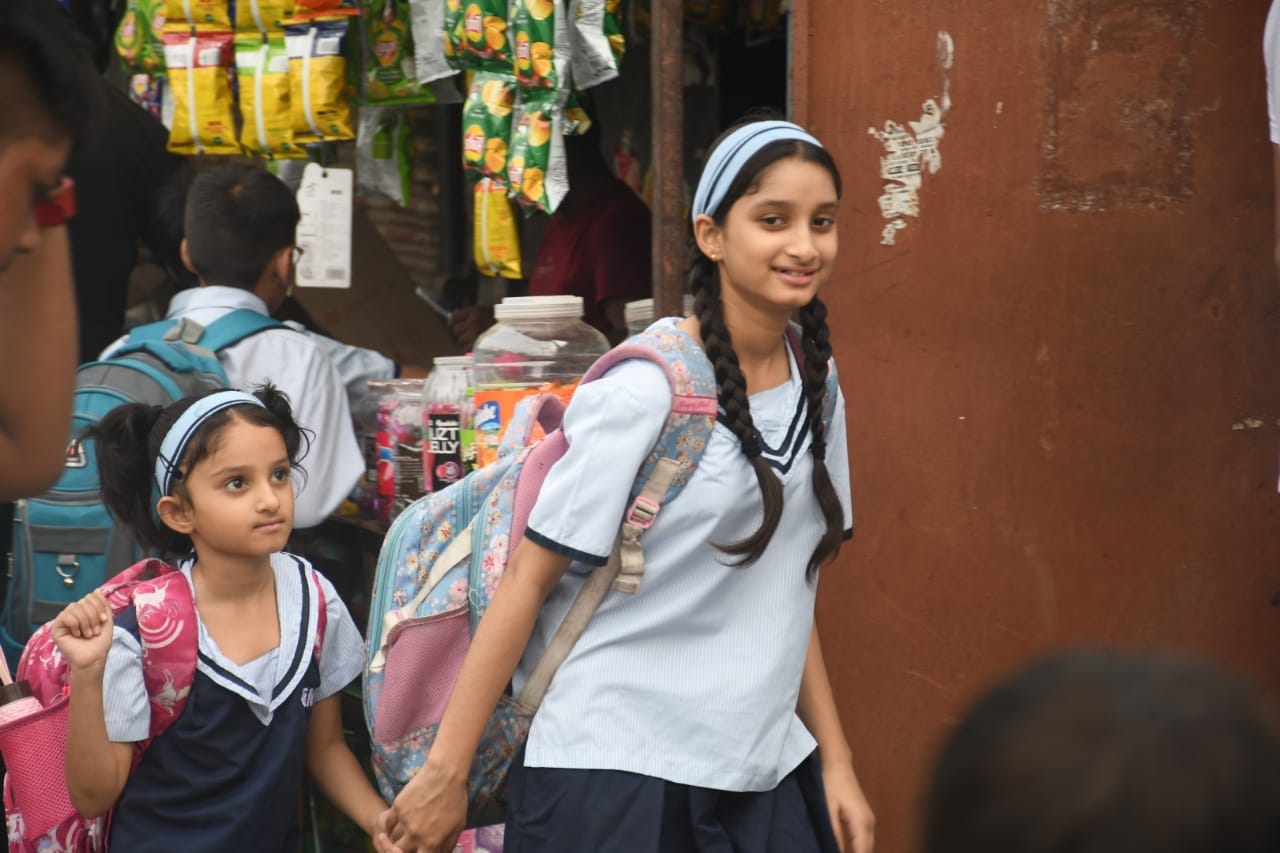 UP: First day of school, children arrived.