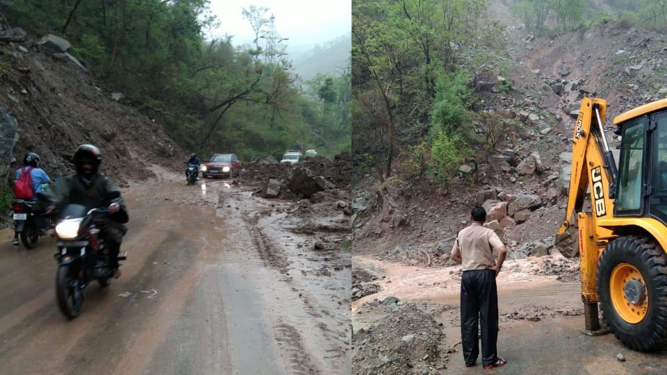 Uttarakhand Rainfall Pauri NH closed due to debris Kotdwar cut off from Garhwal vehicles Stuck
